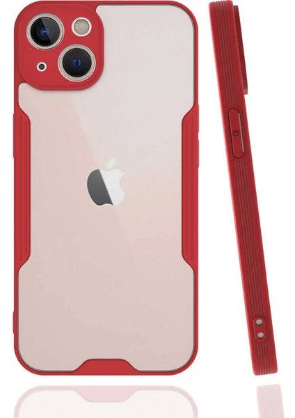 Caseart Apple iPhone 14 ile Uyumlu Kılıf Kamera Korumalı Colorful Silikon Kapak - Kırmızı