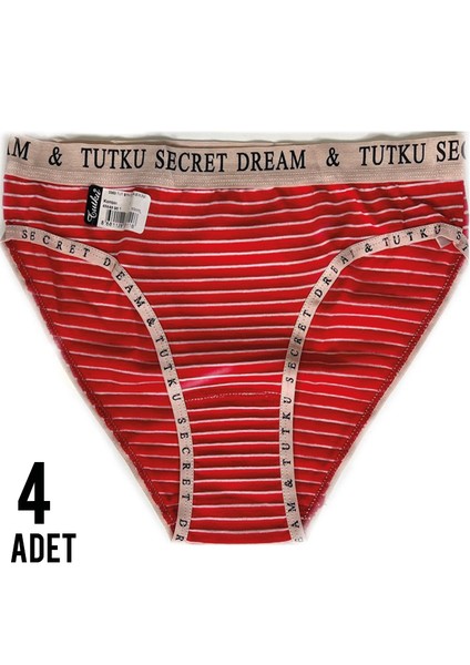 Kadın Diana Bikini Kırmızı Külot 4'lü Paket