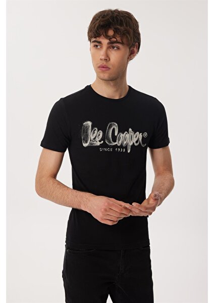 Lee Cooper Drawınglogo Erkek O Yaka T-Shırt Siyah