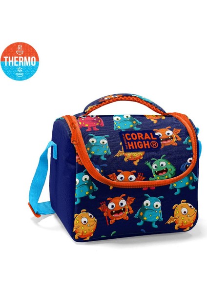 Kids Lacivert Mavi Canavar Desenli Thermo Beslenme Çantası 11822