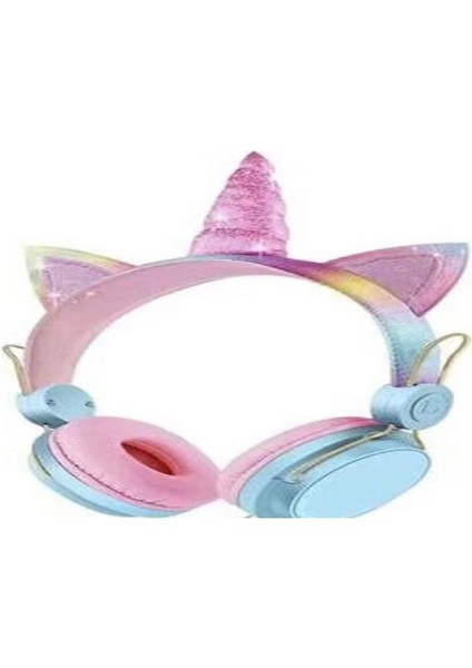 Yeni Nesil Kablosuz Sevimli Unicorn Kız Çocuk Kulaklığı Wirelles Bluetooth Pembe