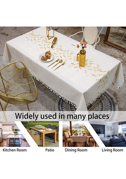 140X220CM Keten Masa Örtüsü (Altın) (Yurt Dışından) indirimleri