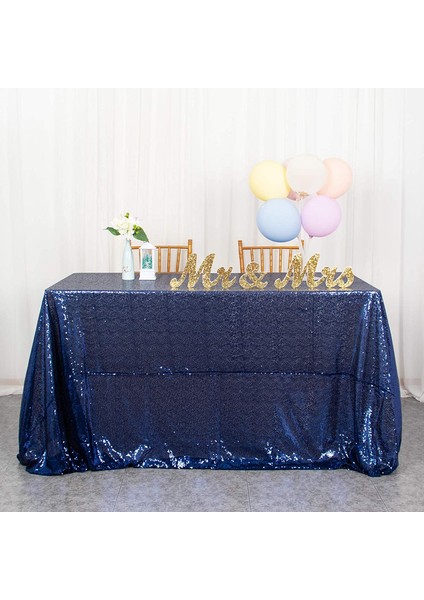 152 x 259CM Payetli Masa Örtüsü Lacivert (Yurt Dışından)