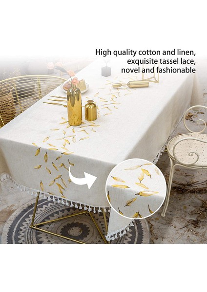 140X180CM Keten Masa Örtüsü (Altın) (Yurt Dışından) modelleri