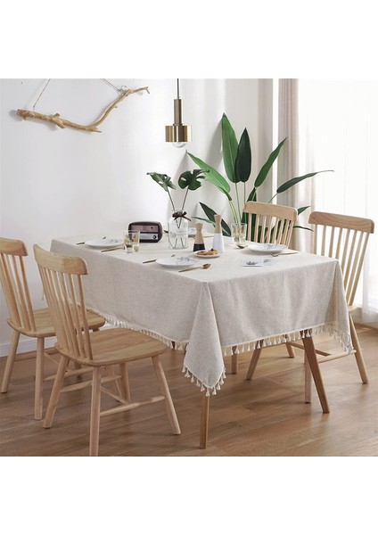 140X220CM Saçaklı Keten Masa Örtüsü (Yurt Dışından) modelleri