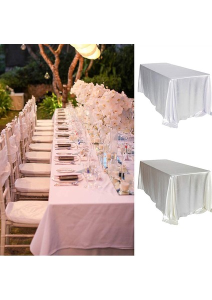 145X320CM Saten Beyaz Masa Örtüsü (Yurt Dışından)