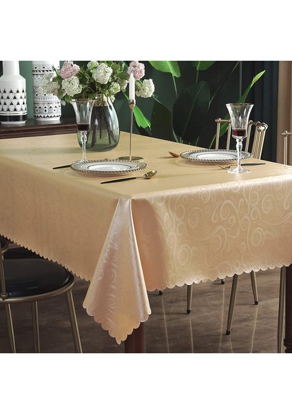140X200CM Leke Tutmaz Masa Örtüsü (Şampanya Altın) (Yurt Dışından)