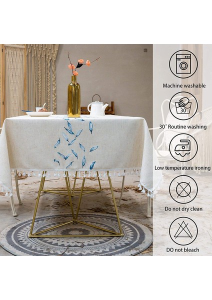 140X180CM Keten Masa Örtüsü (Mavi) (Yurt Dışından) modelleri