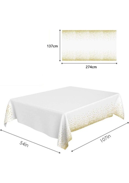 2 Adet Tek Kullanımlık Masa Örtüsü 137 x 274 cm (Beyaz ve Altın) (Yurt Dışından) fiyatları