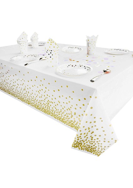 2 Adet Tek Kullanımlık Masa Örtüsü 137 x 274 cm (Beyaz ve Altın) (Yurt Dışından) fırsatları
