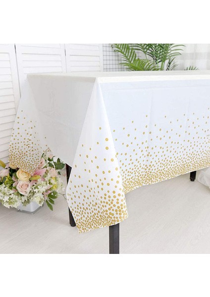 2 Adet Tek Kullanımlık Masa Örtüsü 137 x 274 cm (Beyaz ve Altın) (Yurt Dışından) indirimleri