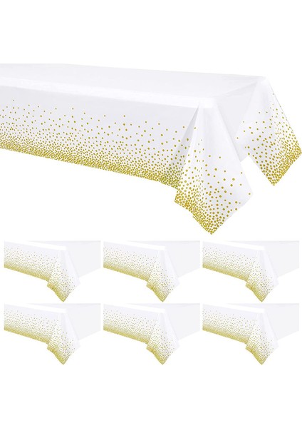 6 Adet Tek Kullanımlık Masa Örtüsü 137 x 274 cm (Beyaz ve Altın Rengi) (Yurt Dışından) fiyatları