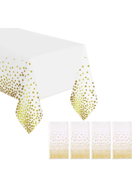 4 Adet Tek Kullanımlık Masa Örtüsü 137 x 274 cm (Beyaz ve Altın Rengi) (Yurt Dışından) fiyatları