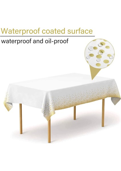 4 Adet Tek Kullanımlık Masa Örtüsü 137 x 274 cm (Beyaz ve Altın Rengi) (Yurt Dışından) modelleri
