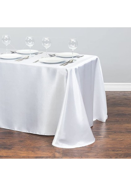 228X335CM Saten Masa Örtüsü Beyaz (Yurt Dışından)