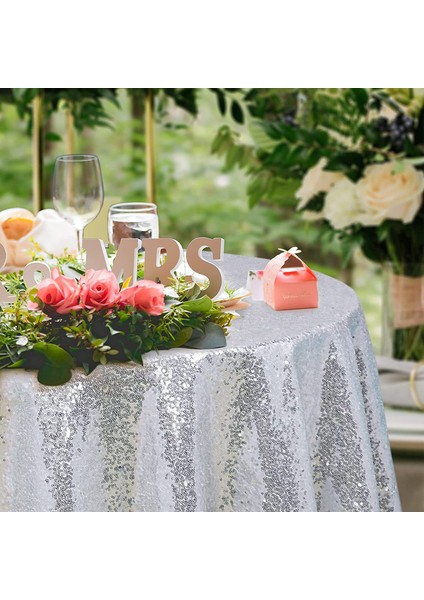 120CM Gümüş Yuvarlak Masa Örtüsü Pullu Masa Örtüsü (Yurt Dışından)