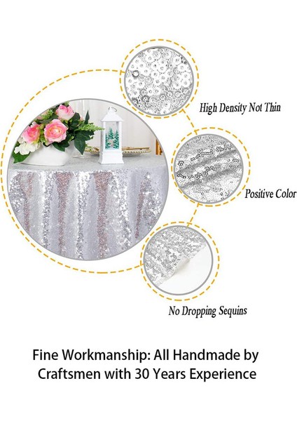 120CM Gümüş Yuvarlak Masa Örtüsü Pullu Masa Örtüsü (Yurt Dışından) fırsatları