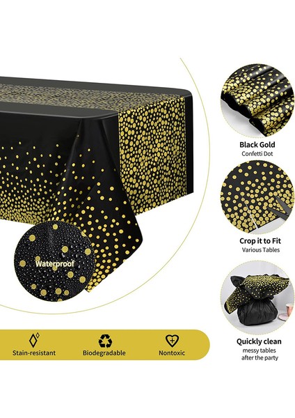 6 Adet Tek Kullanımlık Masa Örtüsü 137 x 274 cm (Siyah ve Altın) (Yurt Dışından) fiyatları