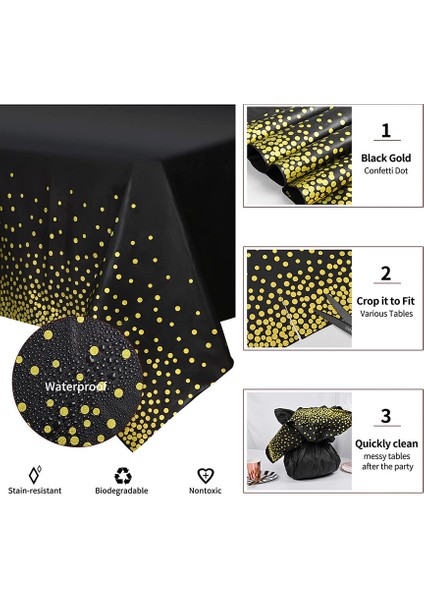 10 Adet Tek Kullanımlık Masa Örtüsü 137 x 274CM (Siyah ve Altın) (Yurt Dışından) fiyatları