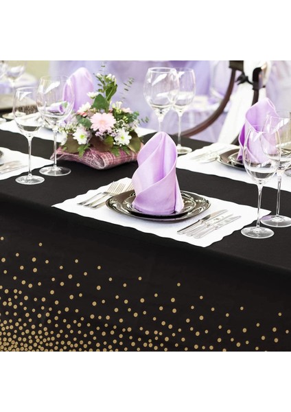 4 Adet Tek Kullanımlık Masa Örtüsü 137 x 274 cm (Siyah ve Altın) (Yurt Dışından) indirimleri