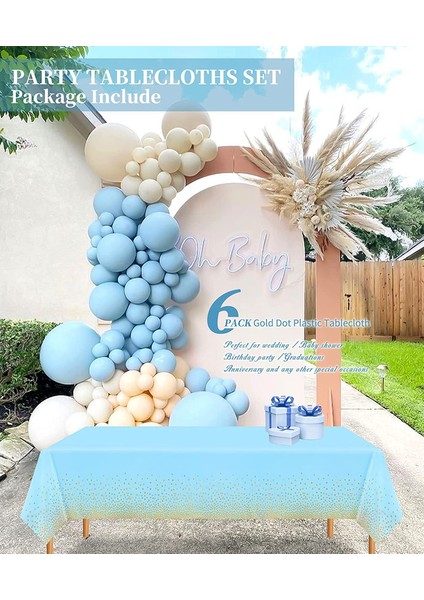 6 Adet Tek Kullanımlık Masa Örtüsü 137 x 274 cm (Mavi) (Yurt Dışından)