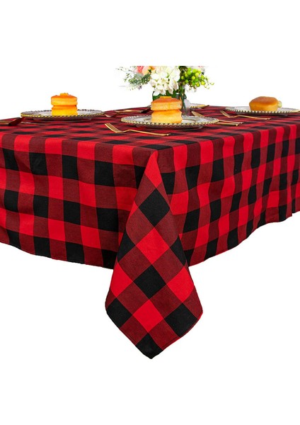 140 x 140 cm Kırmızı Izgaralı Masa Örtüsü (Yurt Dışından)