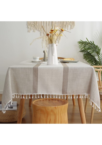 Çizgili Masa Örtüsü (Kahverengi, 100*160CM) (Yurt Dışından)