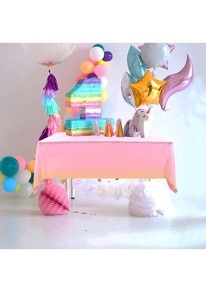 2 Tek Kullanımlık Masa Örtüsü 137 x 274 cm (Pembe-Altın) (Yurt Dışından) fırsatları