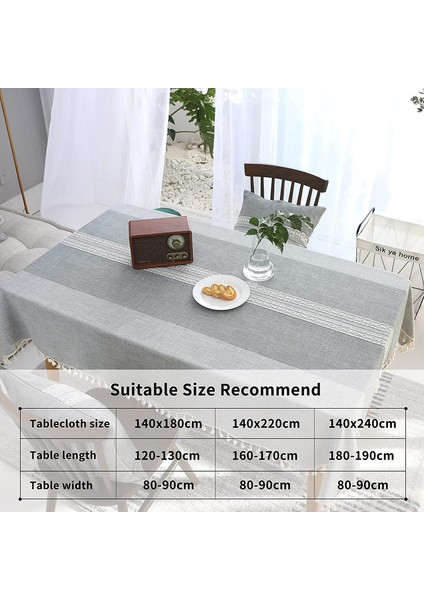 Dikdörtgen Pamuklu Masa Örtüsü 140X220CM (Gri) (Yurt Dışından) fiyatları