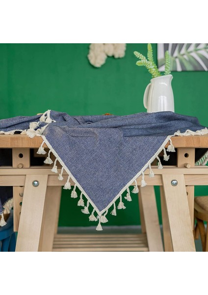 Keten Masa Örtüsü Pamuk 140X180 cm (Mavi) (Yurt Dışından) indirimleri