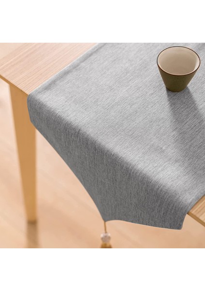 Pamuklu Keten Masa Bayrağı (Gri 32*180CM) (Yurt Dışından) indirimleri