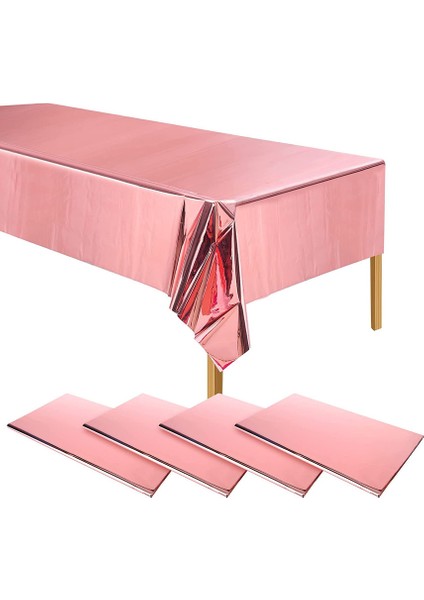 Set 4'lü Masa Örtüsü Metalik Pembe Altın 137X274 cm (Yurt Dışından)