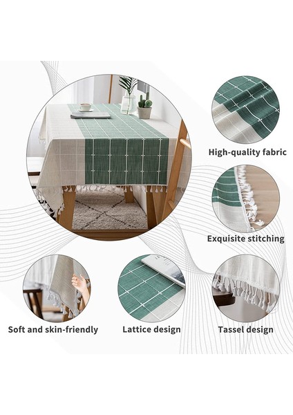 Dikdörtgen Pamuklu Masa Örtüsü 140X180CM (Yeşil) (Yurt Dışından) modelleri
