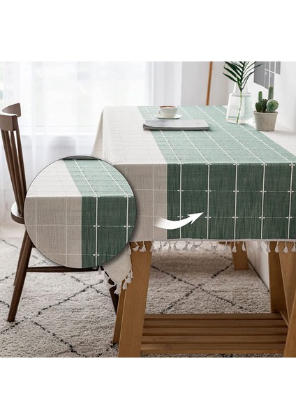 Dikdörtgen Pamuklu Masa Örtüsü 140X180CM (Yeşil) (Yurt Dışından) fırsatları