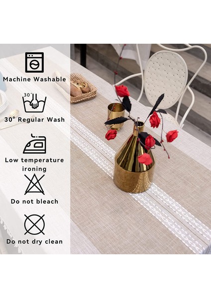 Keten Masa Örtüsü Pamuk 140X240 cm (Kahverengi) (Yurt Dışından) fırsatları