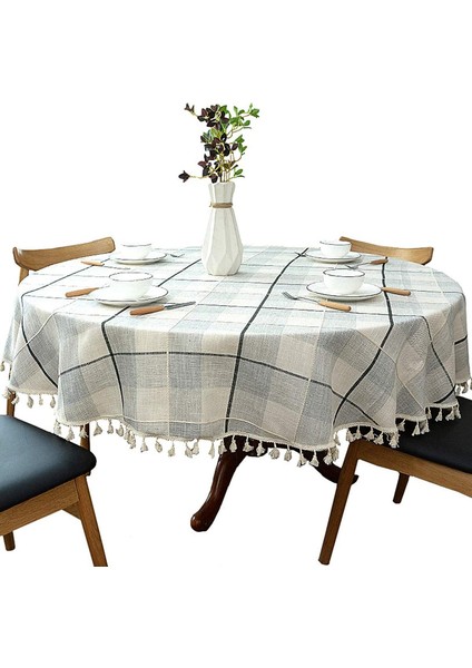 Pamuk-Keten Masa Örtüsü (A Tipi, 160 cm Çap) (Yurt Dışından)