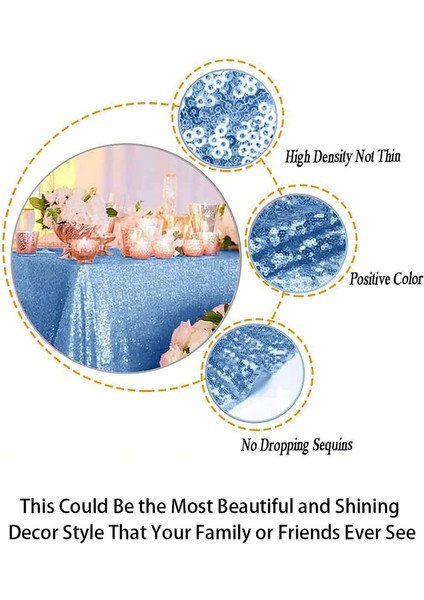Payetli Masa Örtüsü 120 x 180 cm (Açık Mavi) (Yurt Dışından) fırsatları