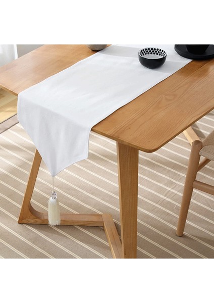 Minimalist Masa Bayrağı (Beyaz, 33X140CM) (Yurt Dışından)