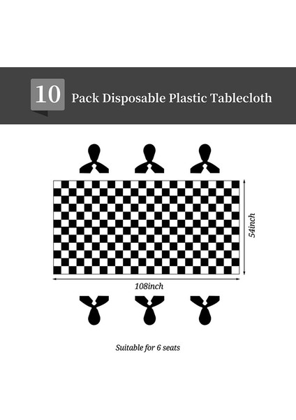 10 x Tek Kullanımlık Masa Örtüsü (Siyah ve Beyaz Izgara) (Yurt Dışından) fiyatları