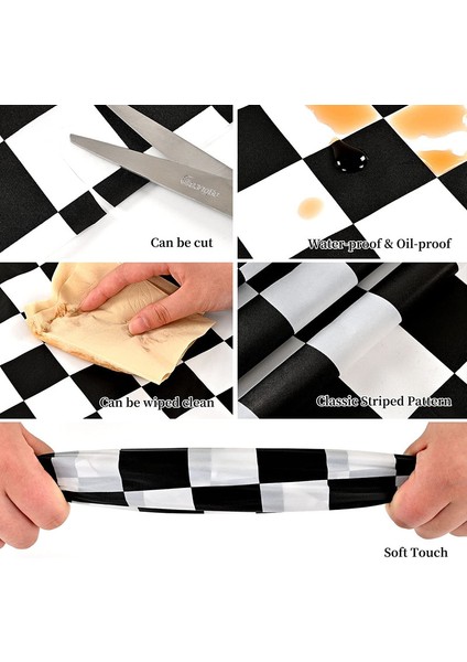 10 x Tek Kullanımlık Masa Örtüsü (Siyah ve Beyaz Izgara) (Yurt Dışından) indirimleri