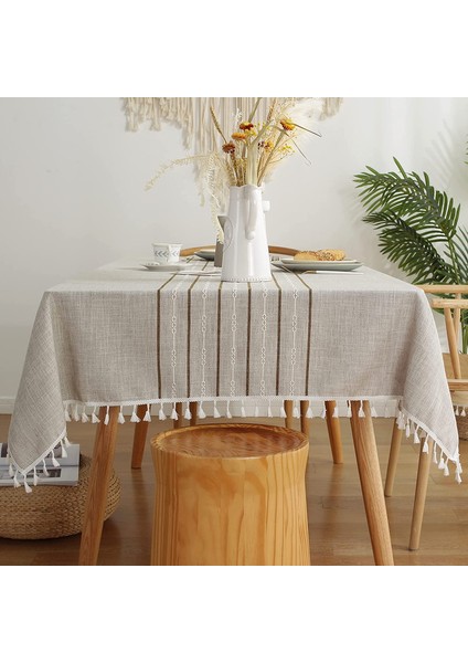 Çizgili Masa Örtüsü (Köri, 140*300CM) (Yurt Dışından)