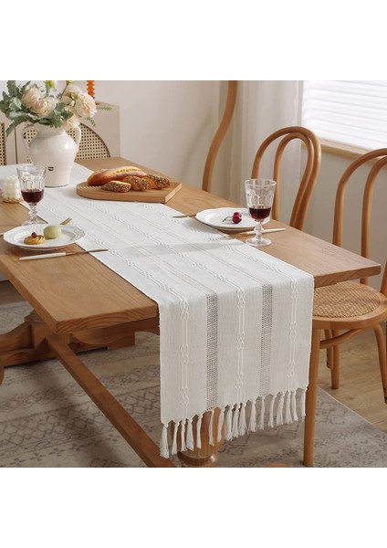 Bambu Masa Bayrağı (Beyaz, 38X240CM) (Yurt Dışından)