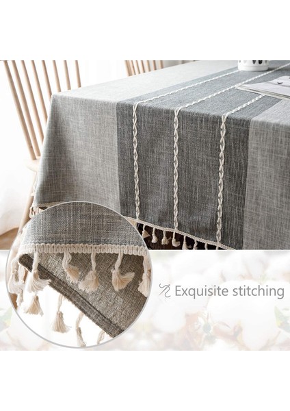 Saçaklı Masa Örtüsü 140X300 cm (Gri) (Yurt Dışından) fırsatları