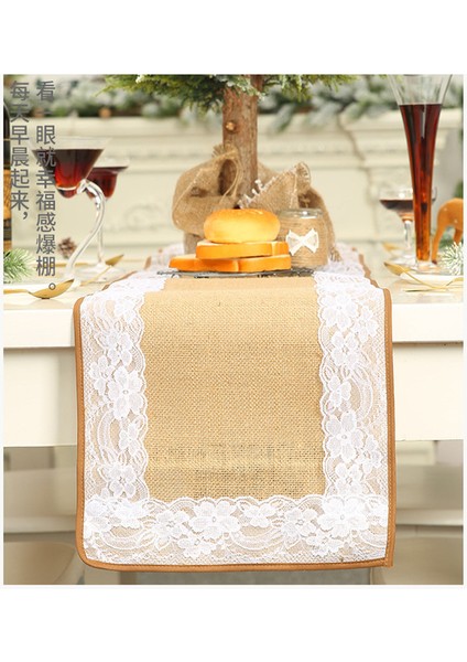 Jüt ve Dantel Masa Bayrağı 30X180CM (Kalın) (Yurt Dışından) fiyatları