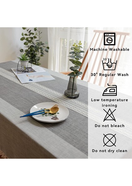 Dikdörtgen Masa Örtüsü 140X200CM Çift Çizgili Gri (Yurt Dışından) fırsatları