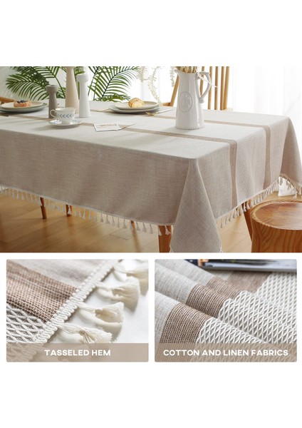 Çizgili Masa Örtüsü (Kahverengi, 110*110CM) (Yurt Dışından) fırsatları