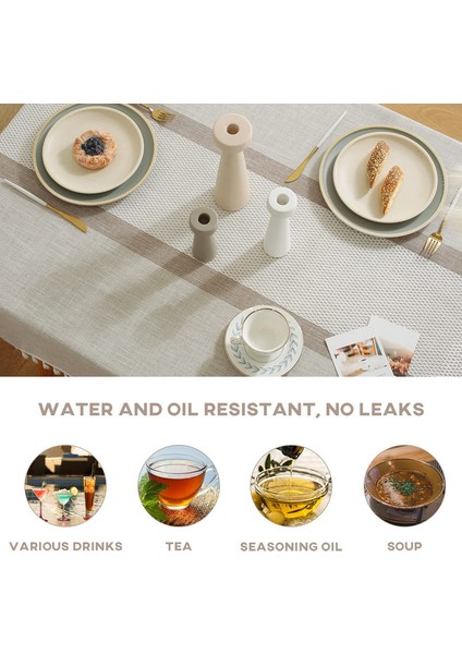 Çizgili Masa Örtüsü (Kahverengi, 140*240CM) (Yurt Dışından) modelleri