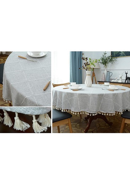 Pamuk-Keten Masa Örtüsü (D Tipi, Çap 90 Cm) (Yurt Dışından) fırsatları