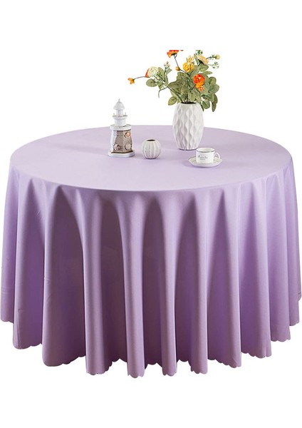 280CM Doğum Günü Partisi Açık Mor Yuvarlak Masa Örtüsü (Yurt Dışından)