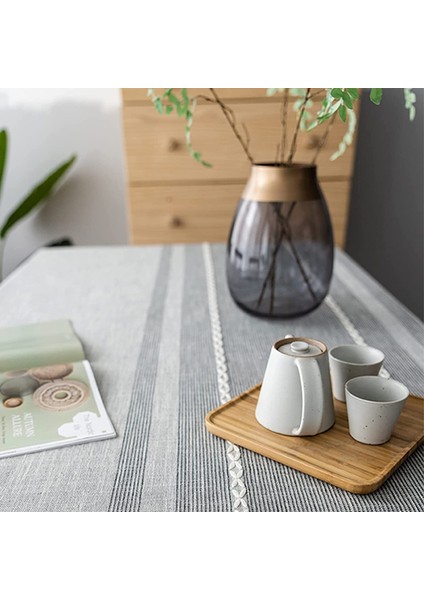 140X300CM Dikdörtgen Keten Masa Örtüsü (Gri) (Yurt Dışından) fırsatları